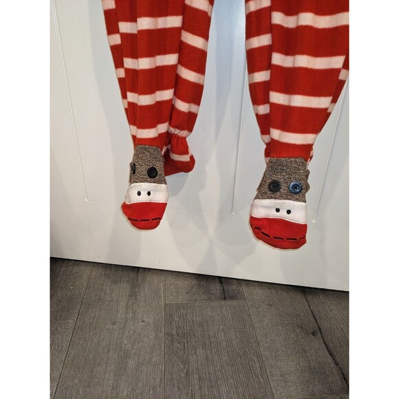 Nick & Nora Red Striped Sock Monkey Adult Onesie Pajamas XL– NWT Holiday PJ - Picture 4 of 7
